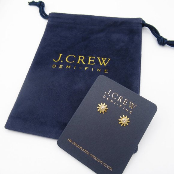 J. Crew Demi-Fine 14k Gold Plated Sterling Silver Sunflower Earrings - Picture 7 of 7